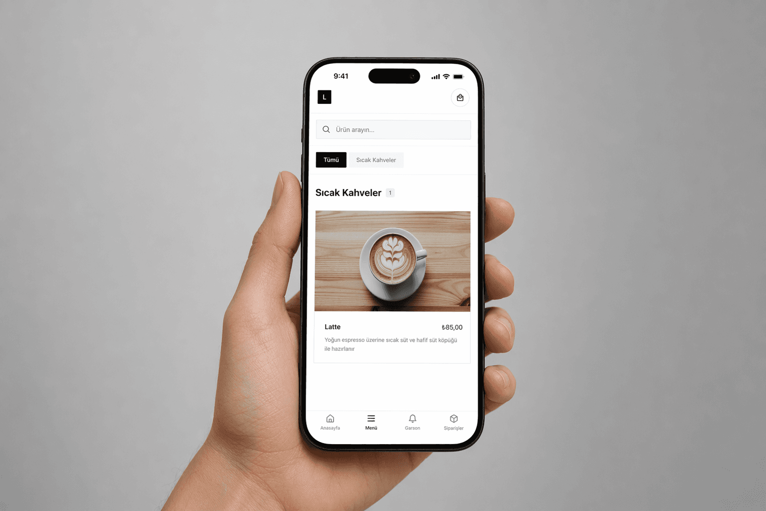 Telefon üzerinde restoran menüsü